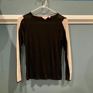Ted Baker Women's Long Sleeve Top - Black and Cream Size 0